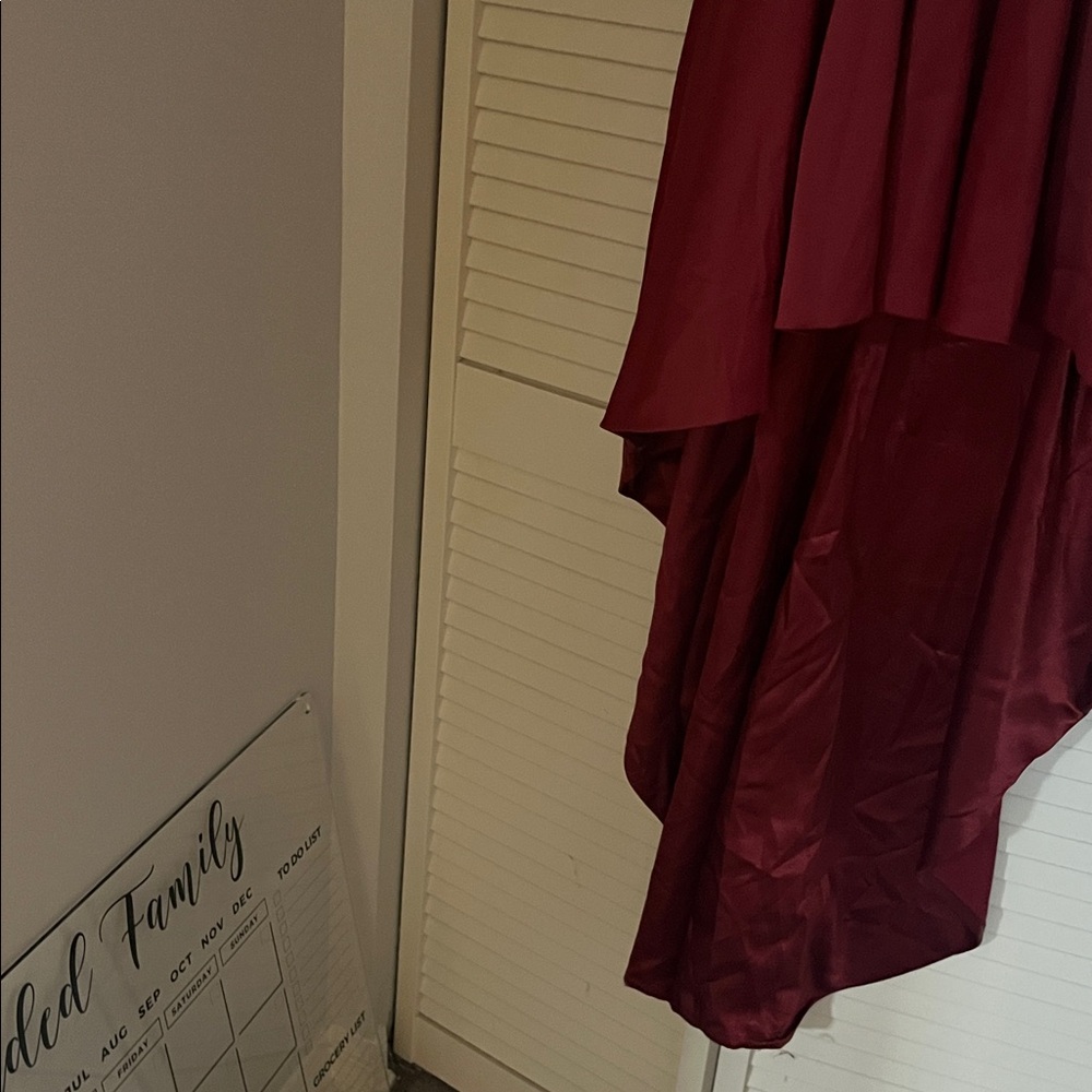 Elegant Burgundy High-Low Dress